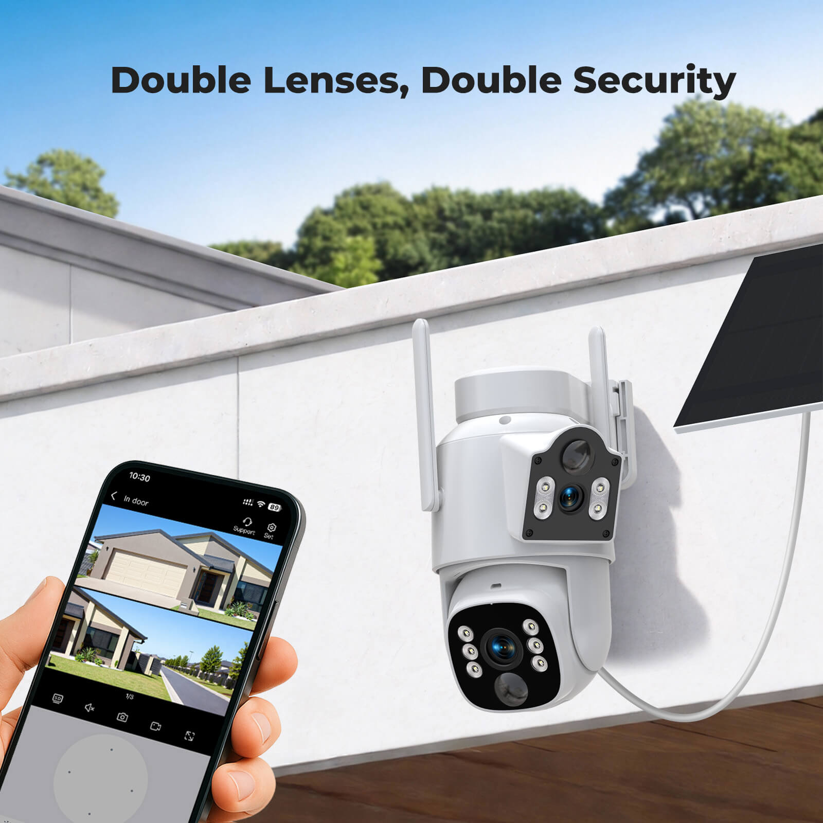 CAMCAMP SC56 Wireless Solar Powered Dual Lens Security Camera System
