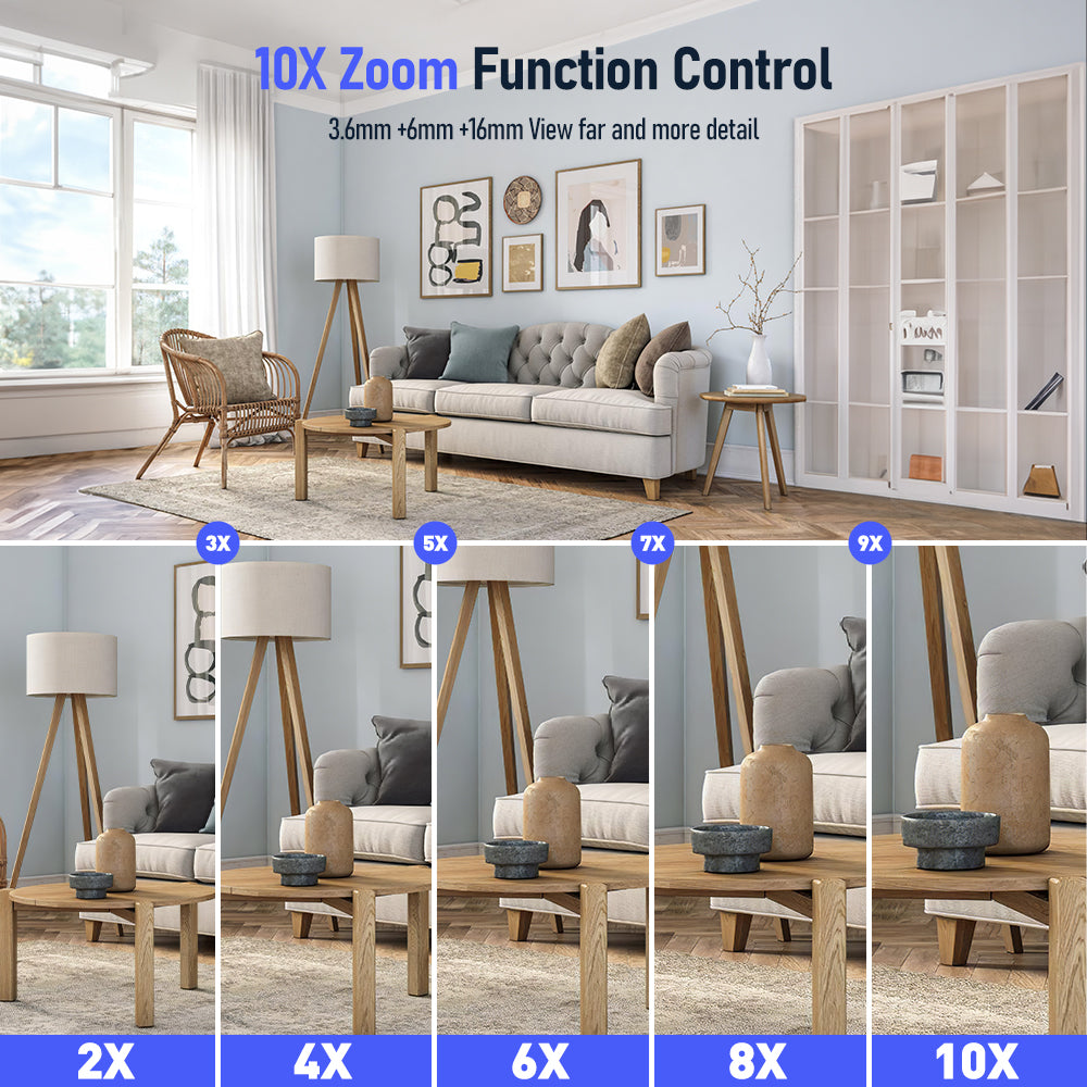 6K WiFi Security Camera with Three Lens, Color Night Vision, Auto Tracking and Instant Alert