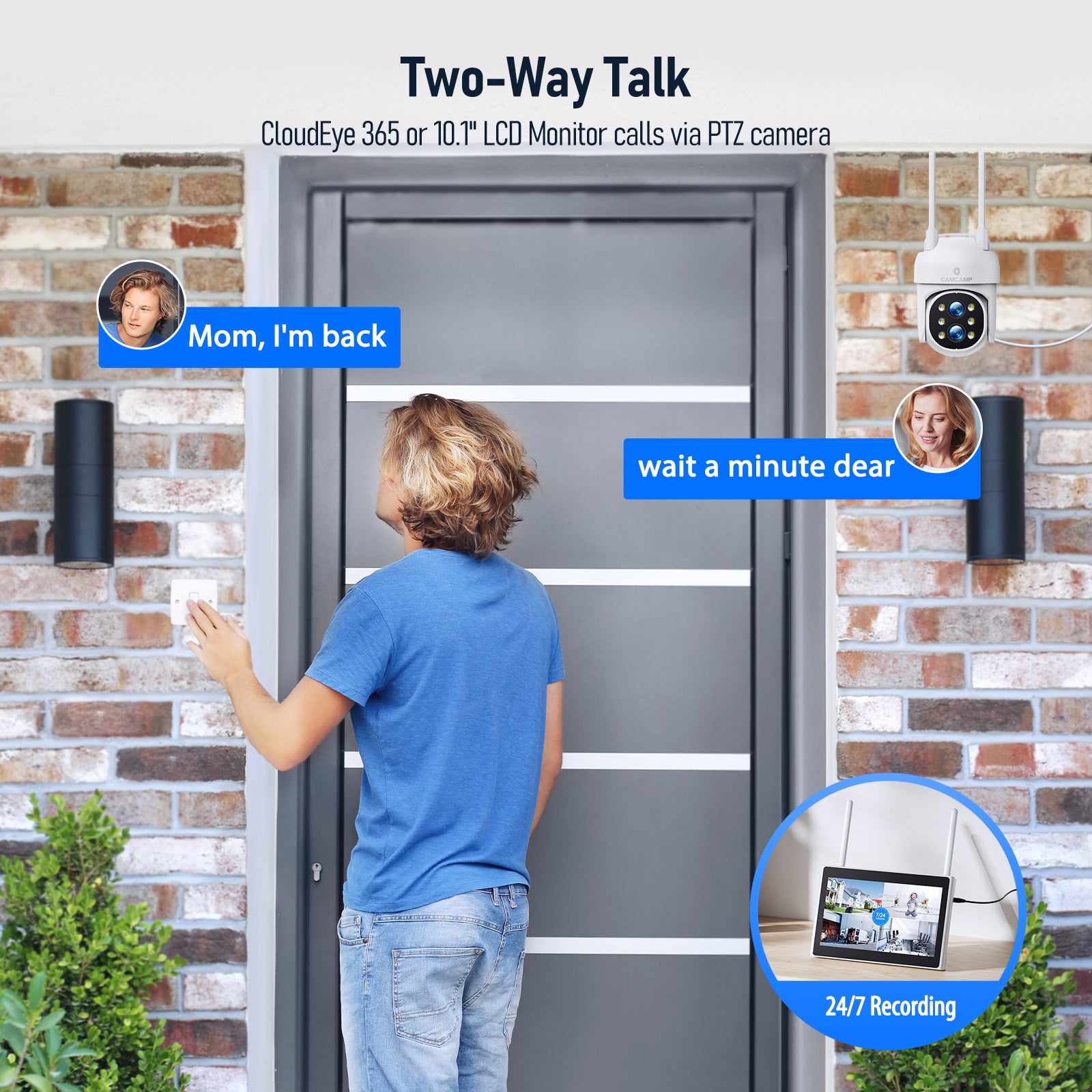 Security Camera System with 10.1'' LCD Monitor WIFI PTZ Dual Lens Cameras with 10CH Expandable NVR and Color Night Vision