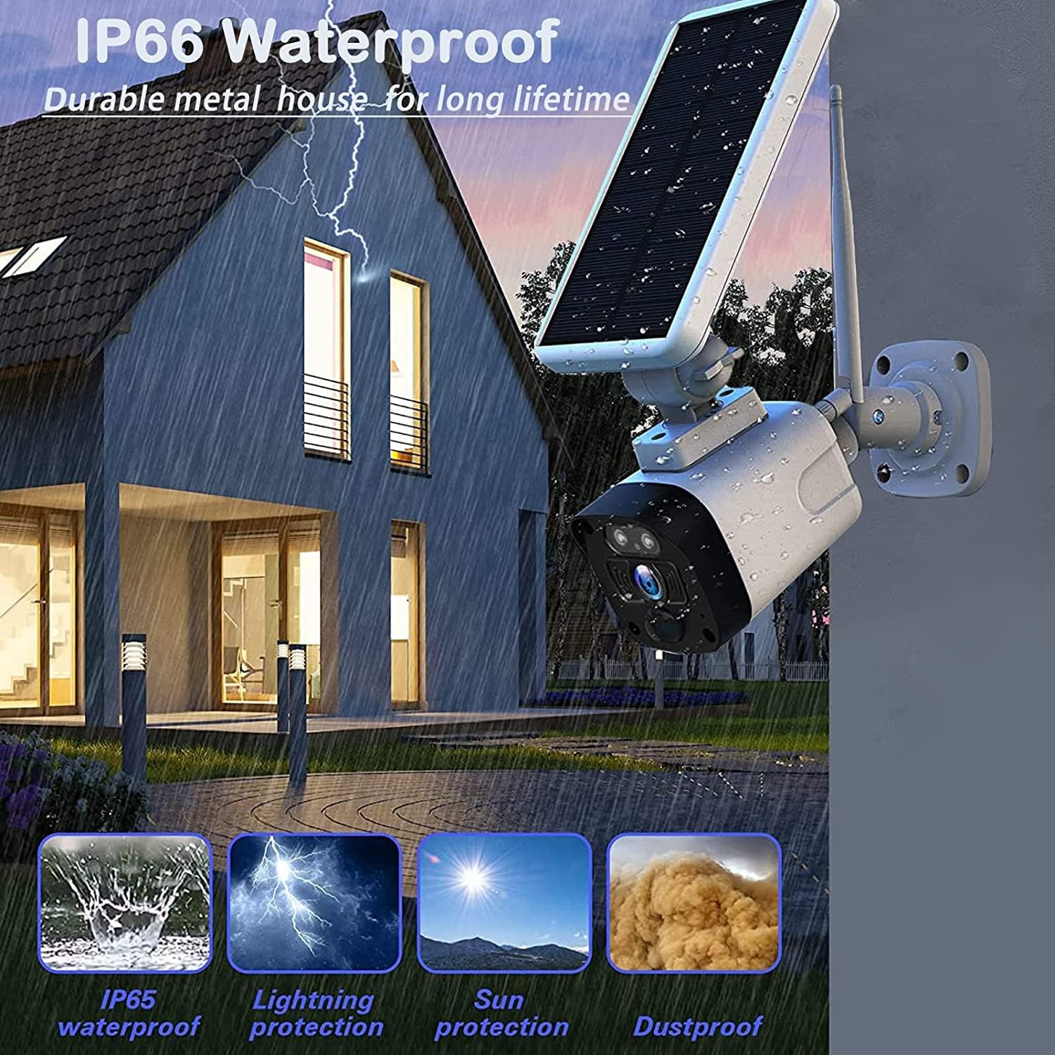 Camcamp SC14 2.5K Wireless Solar Security Camera Outdoor Cam with Motion Detection and Night Vision