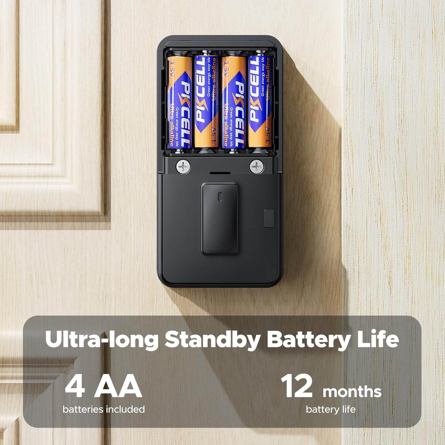 Camcamp Smart Door Lock, Fingerprint Keyless Entry Door Lock with Keypad(Built-in 4 AA batteries)