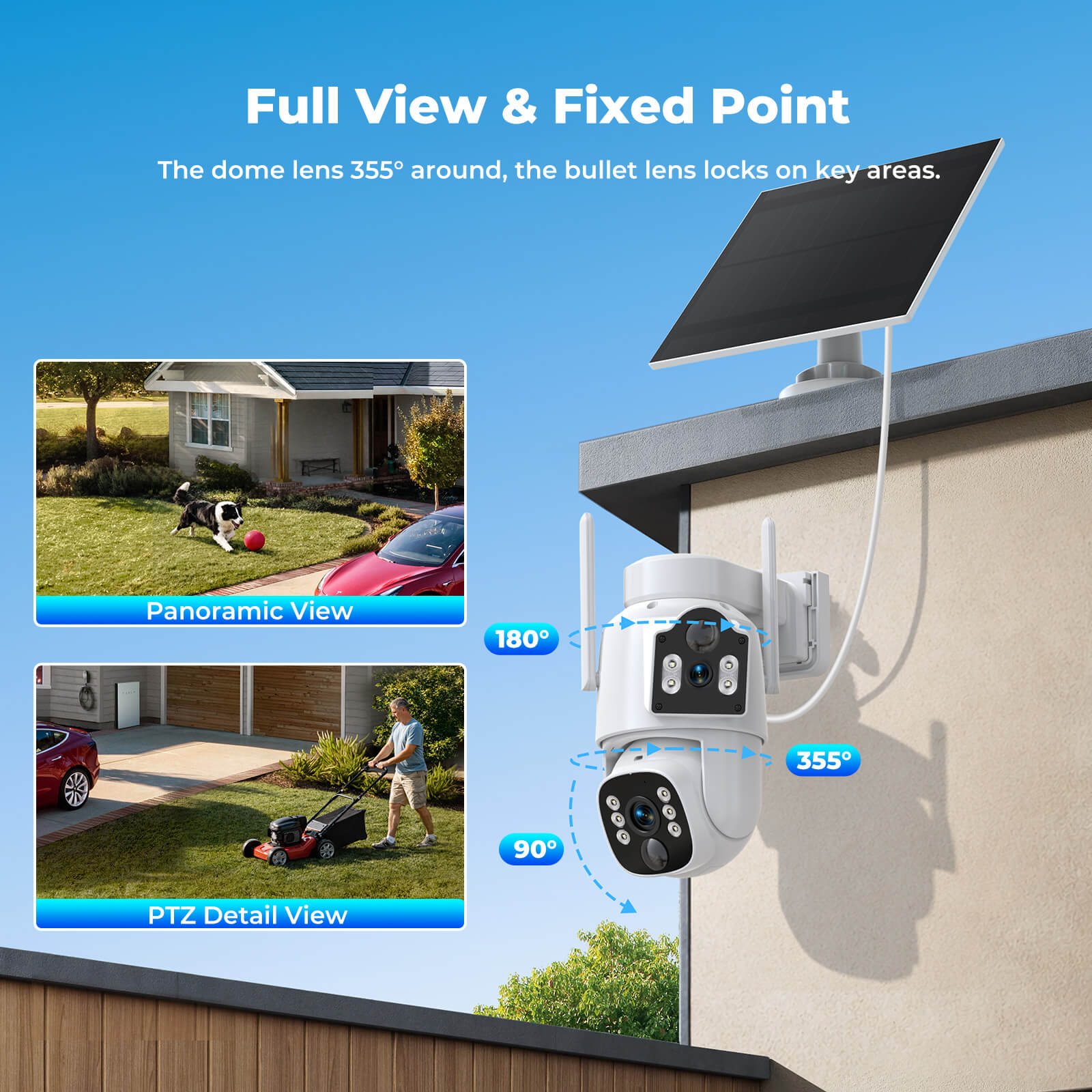 CAMCAMP SC56 Wireless Solar Powered Dual Lens Security Camera System