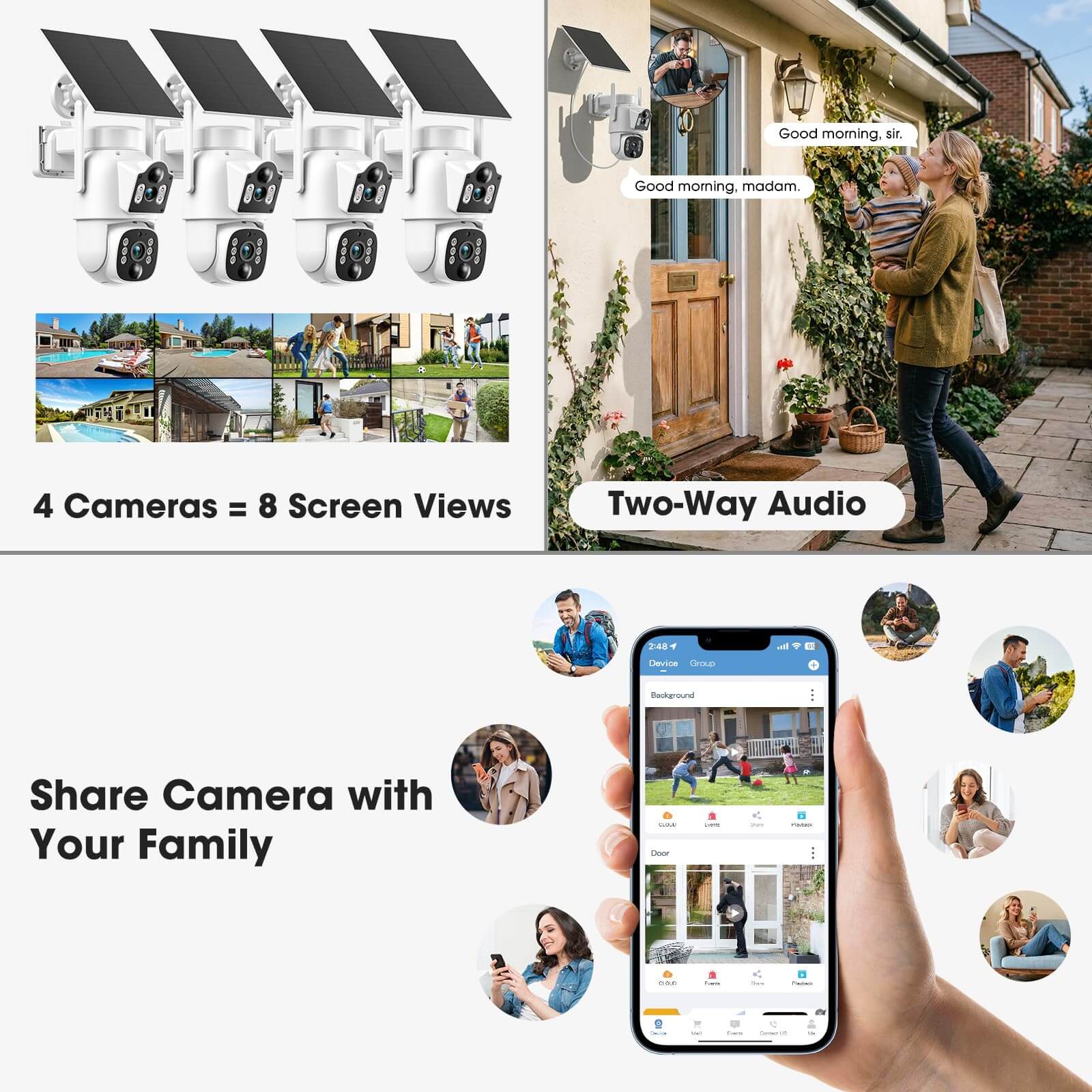 CAMCAMP SC56 Wireless Solar Powered Dual Lens Security Camera System