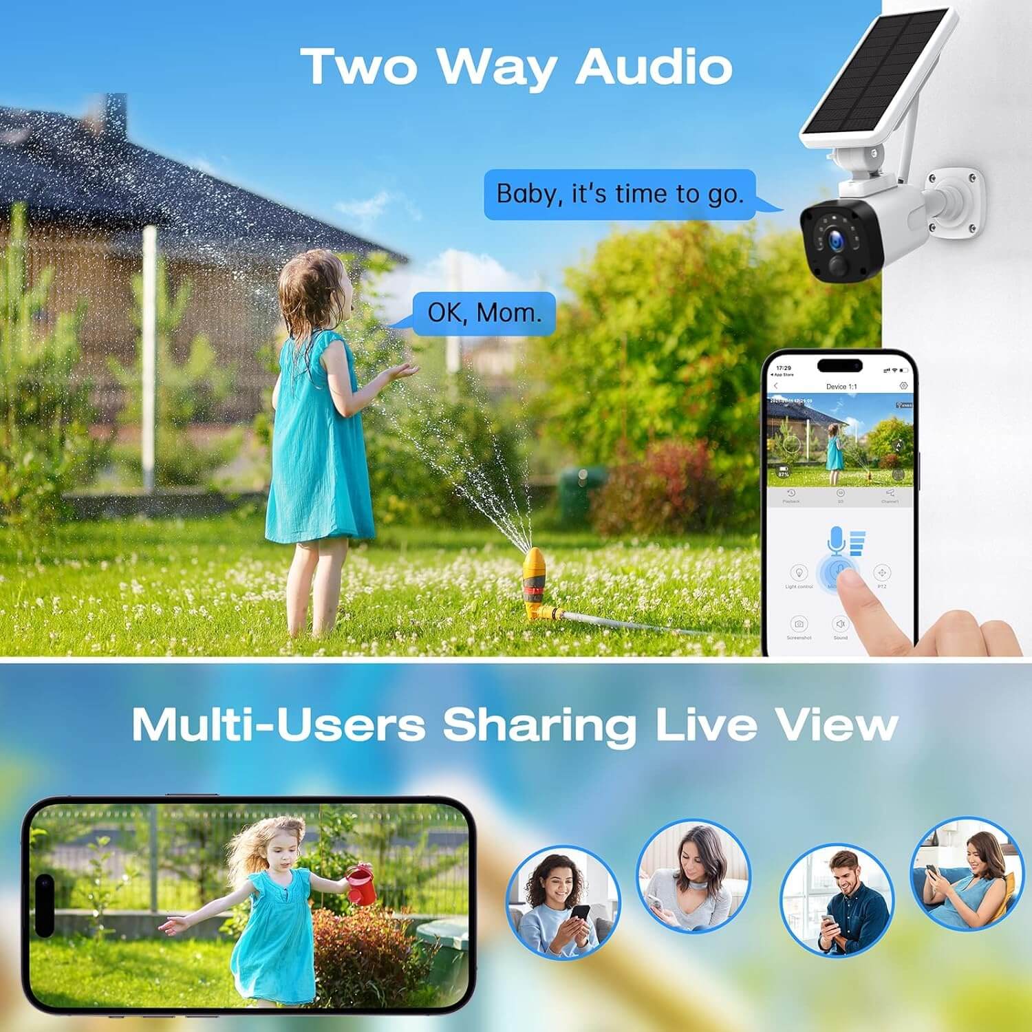 Camcamp SC14 4MP 2.5K Wireless Solar Powered Home Security Cameras Outdoor with Base Station