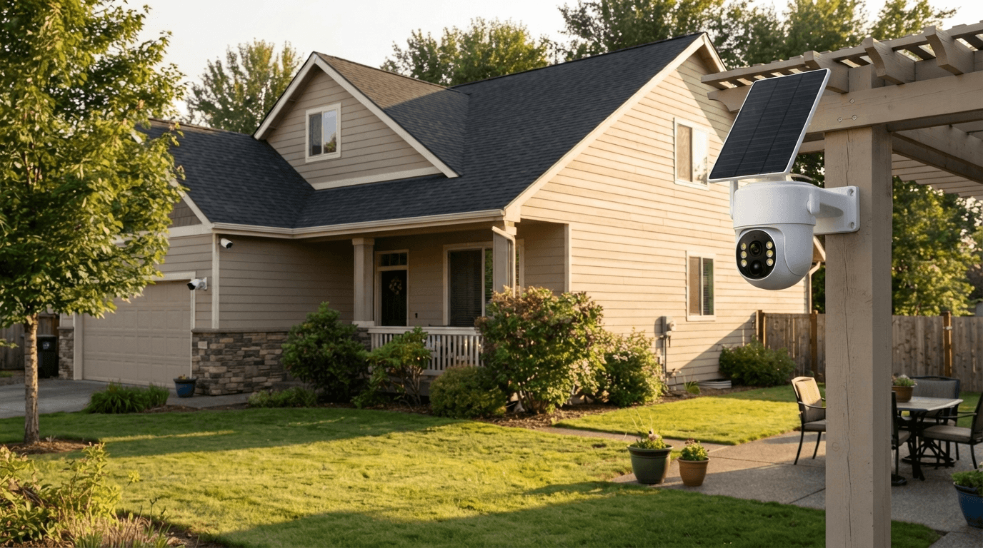 Do security cameras need WiFi? Wireless outdoor security camera system on a suburban home