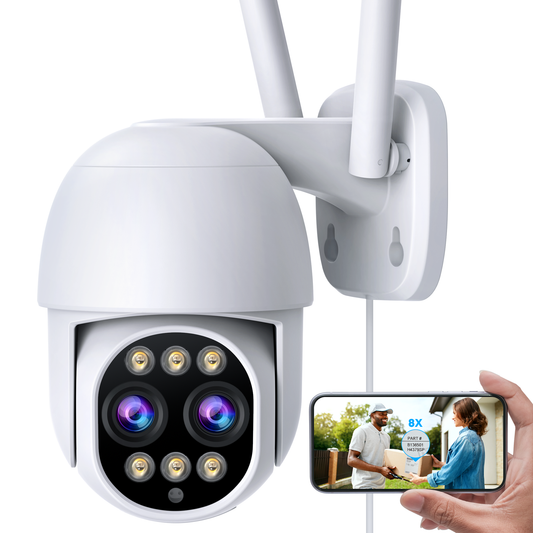 Camcamp SC20 4K Dual Lens Security Camera 8x Hybrid Zoom PTZ WiFi Cam with Color Night Vision
