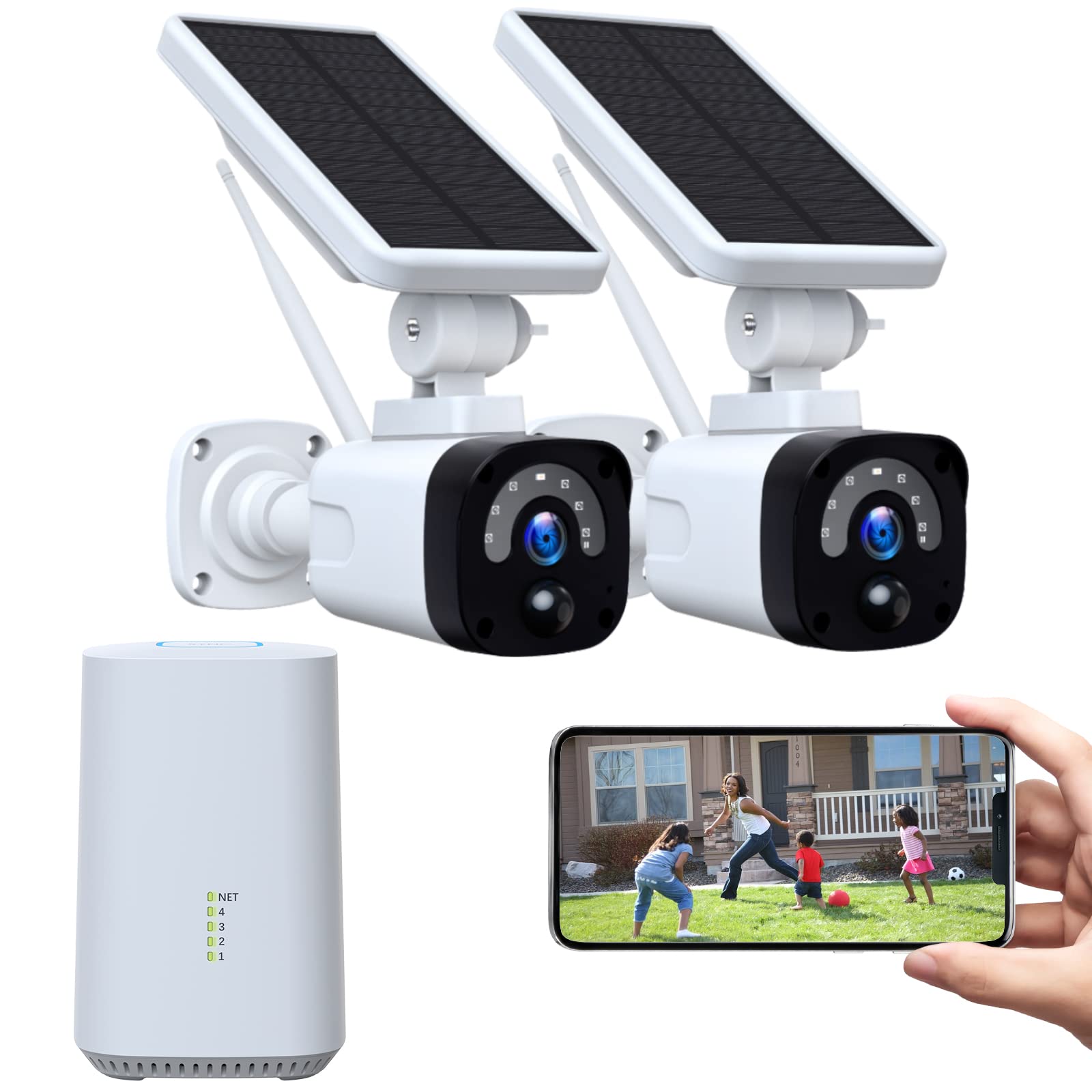 Camcamp SC04 4MP 100% Wire-Free Outdoor Solar Security Cameras System 5x Zoom with Base Station