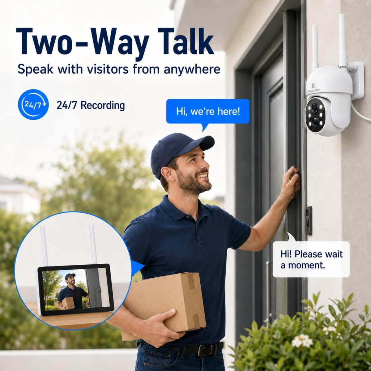 CAMCAMP SC37 Wireless Security Camera System with 10.1" Monitor & Dual Lens PTZ