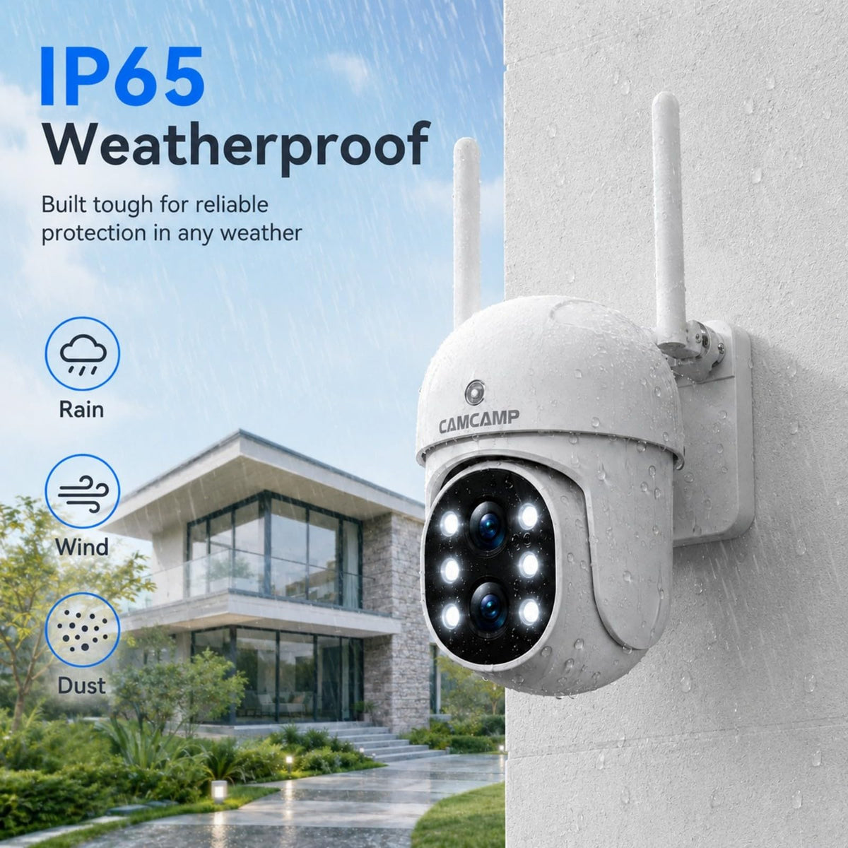 CAMCAMP SC37 Wireless Security Camera System with 10.1" Monitor & Dual Lens PTZ
