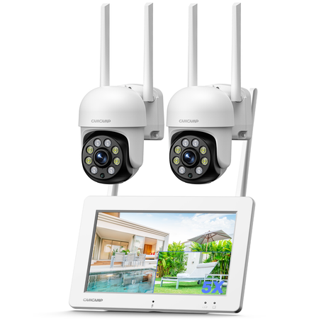 Camcamp SC26 3MP Wireless Security Camera System with 7’’ Touch Display and 32GB Card, Color Night vVision and 24-hour Real-time Recording