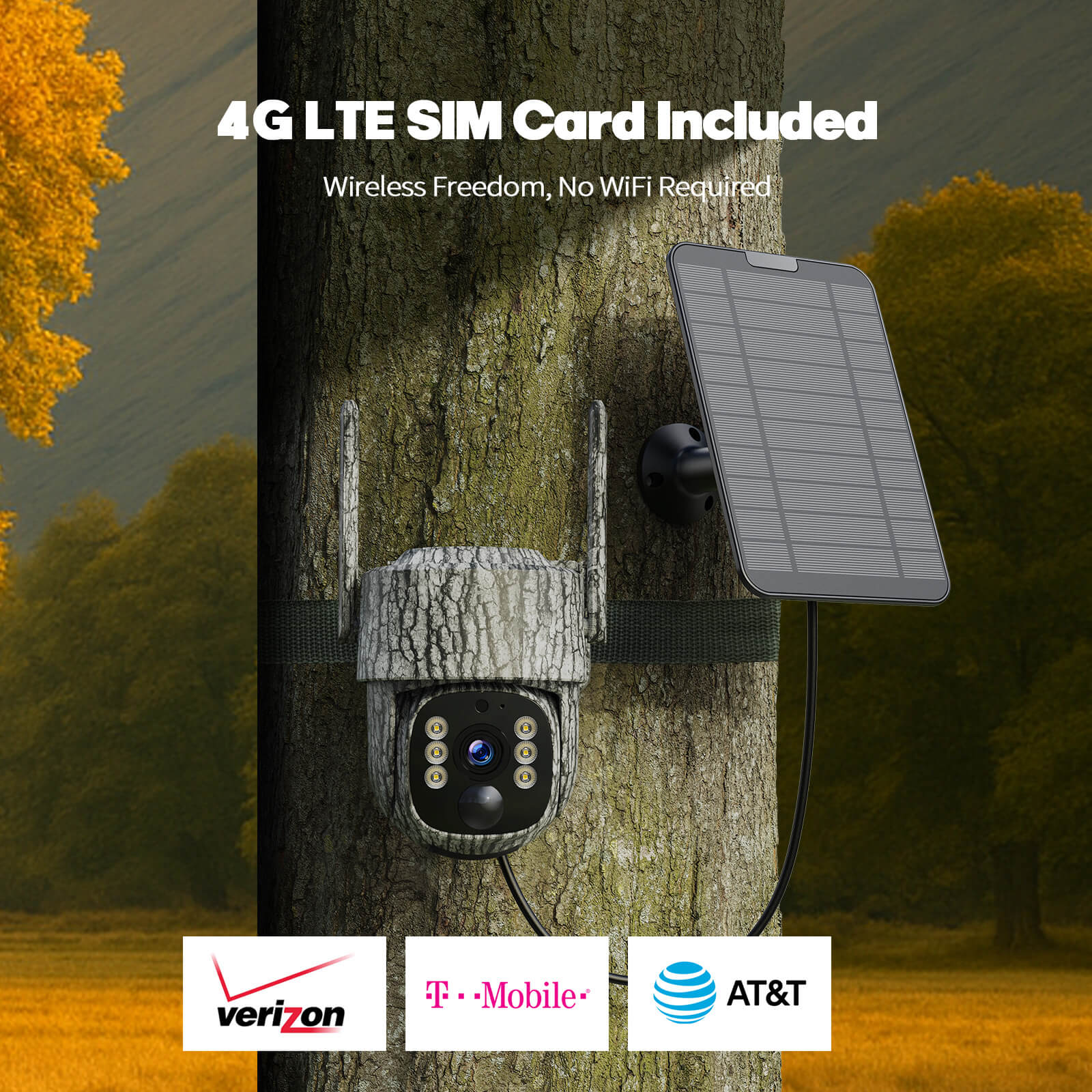 Camcmap Solar Powered 4G lte Security camera with SIM Card