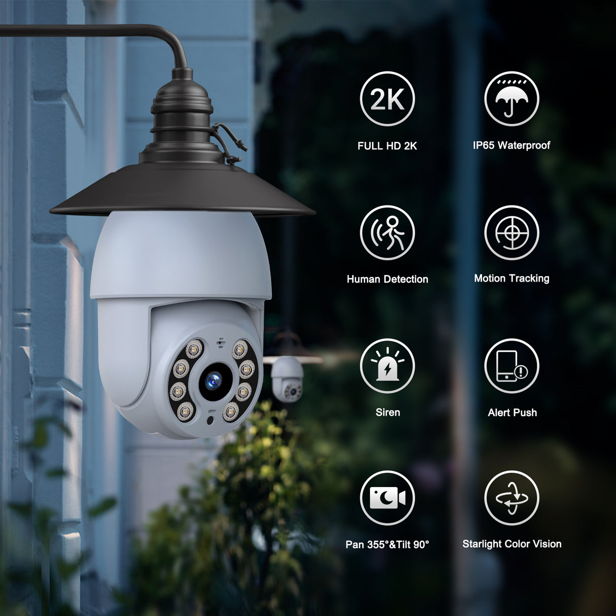 Camcamp SC30 4MP Bulb Security Camera Outdoor Wireless Cam with Full-color Night vision and Motion Tracking, Support Alexa