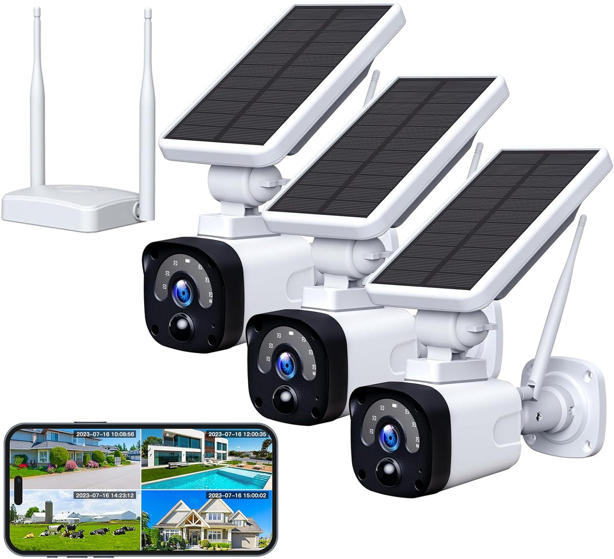 Camcamp SC14 4MP 2.5K Wireless Solar Powered Home Security Cameras Outdoor with Base Station