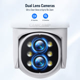  Security Camera System with 10.1'' LCD Monitor WIFI PTZ Dual Lens Cameras with 10CH Expandable NVR and Color Night Vision