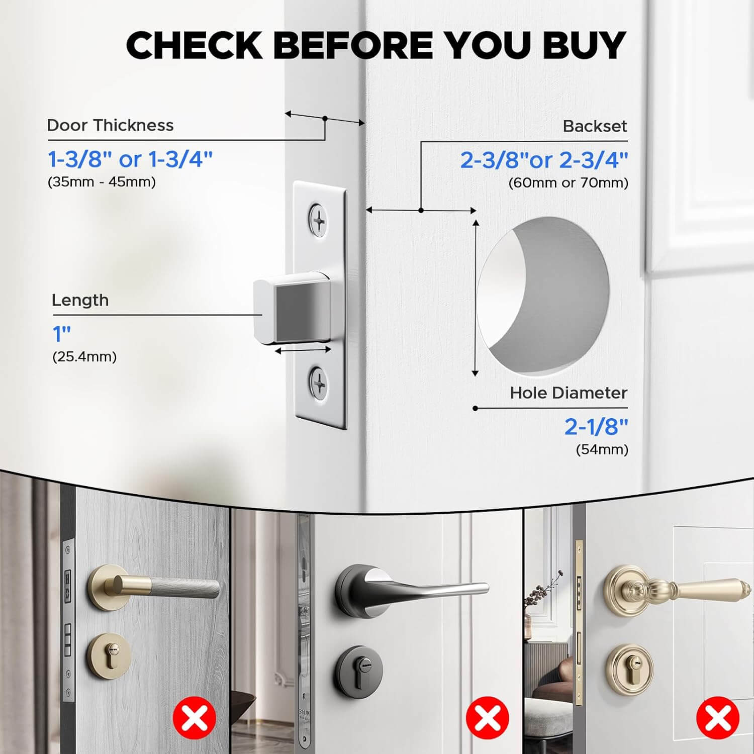 Camcamp Smart Door Lock, Fingerprint Keyless Entry Door Lock with Keypad（Built-in 4 AA batteries）