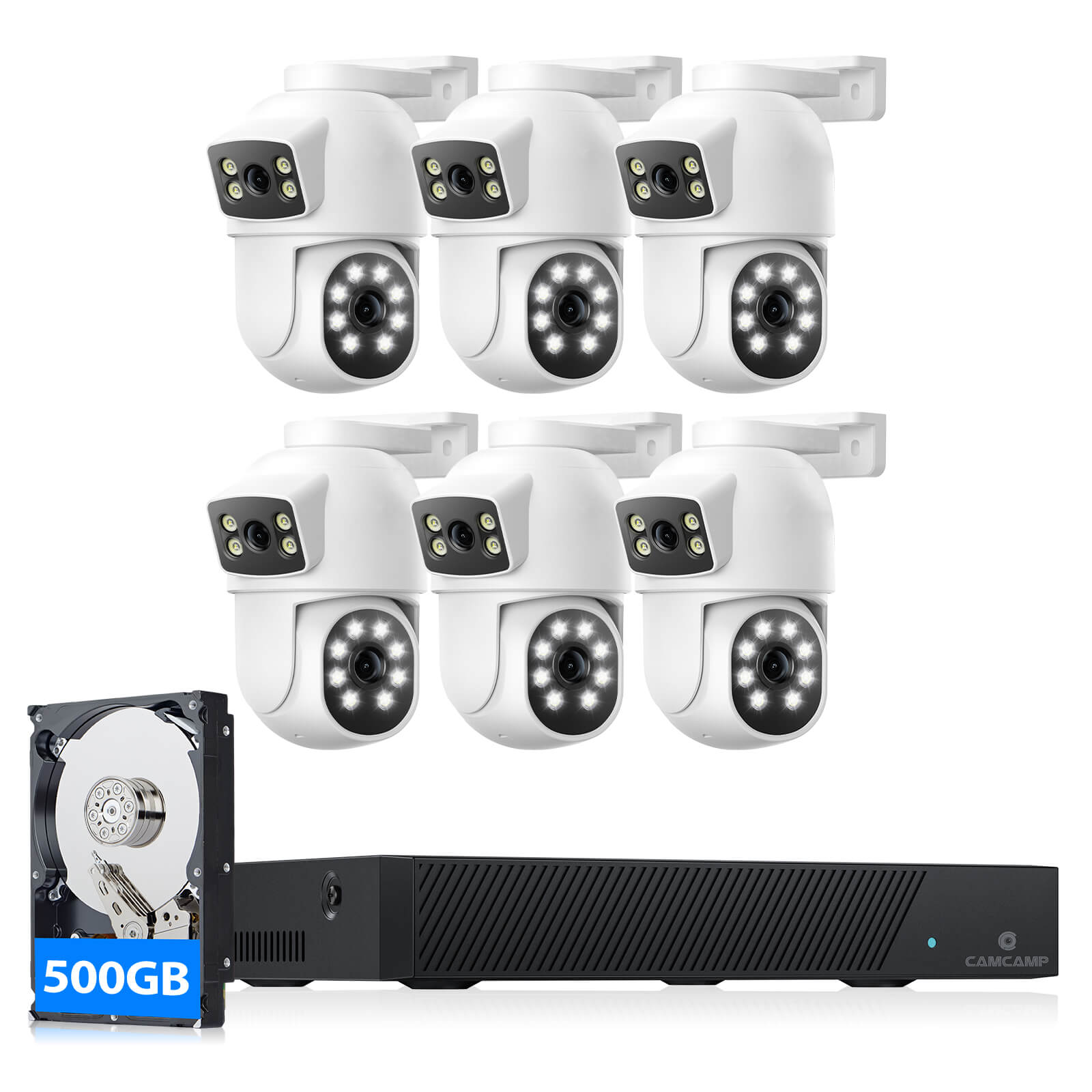 Camcamp SC52 POE Security Camera System 8CH NVR with 500GB HDD for 24/7 Record