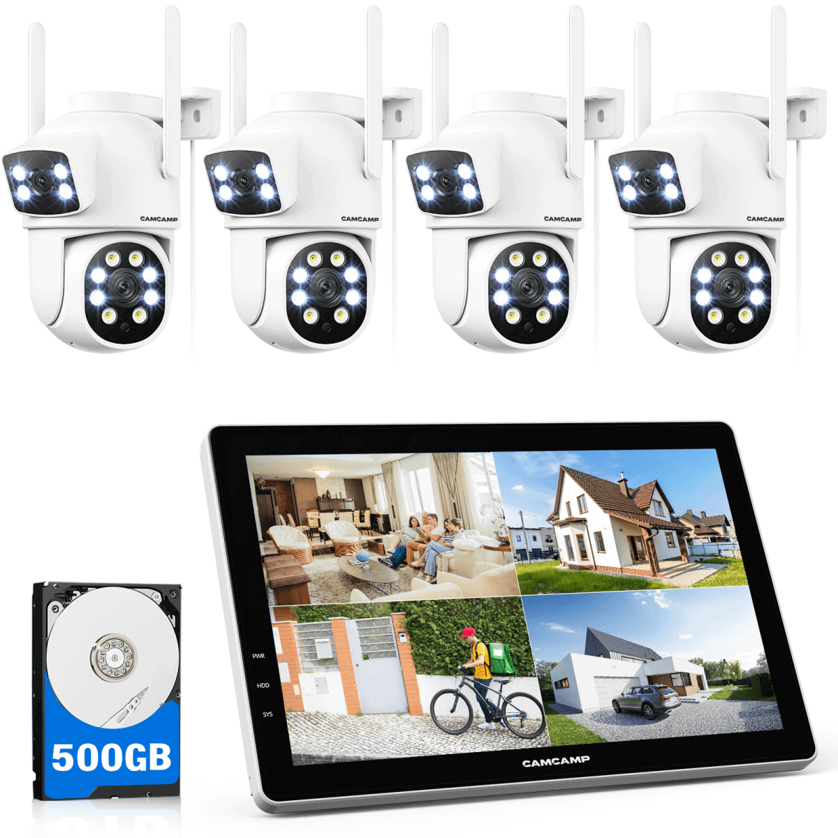 Camcamp SC49 Wireless Security Camera System with 10.1" Monitor