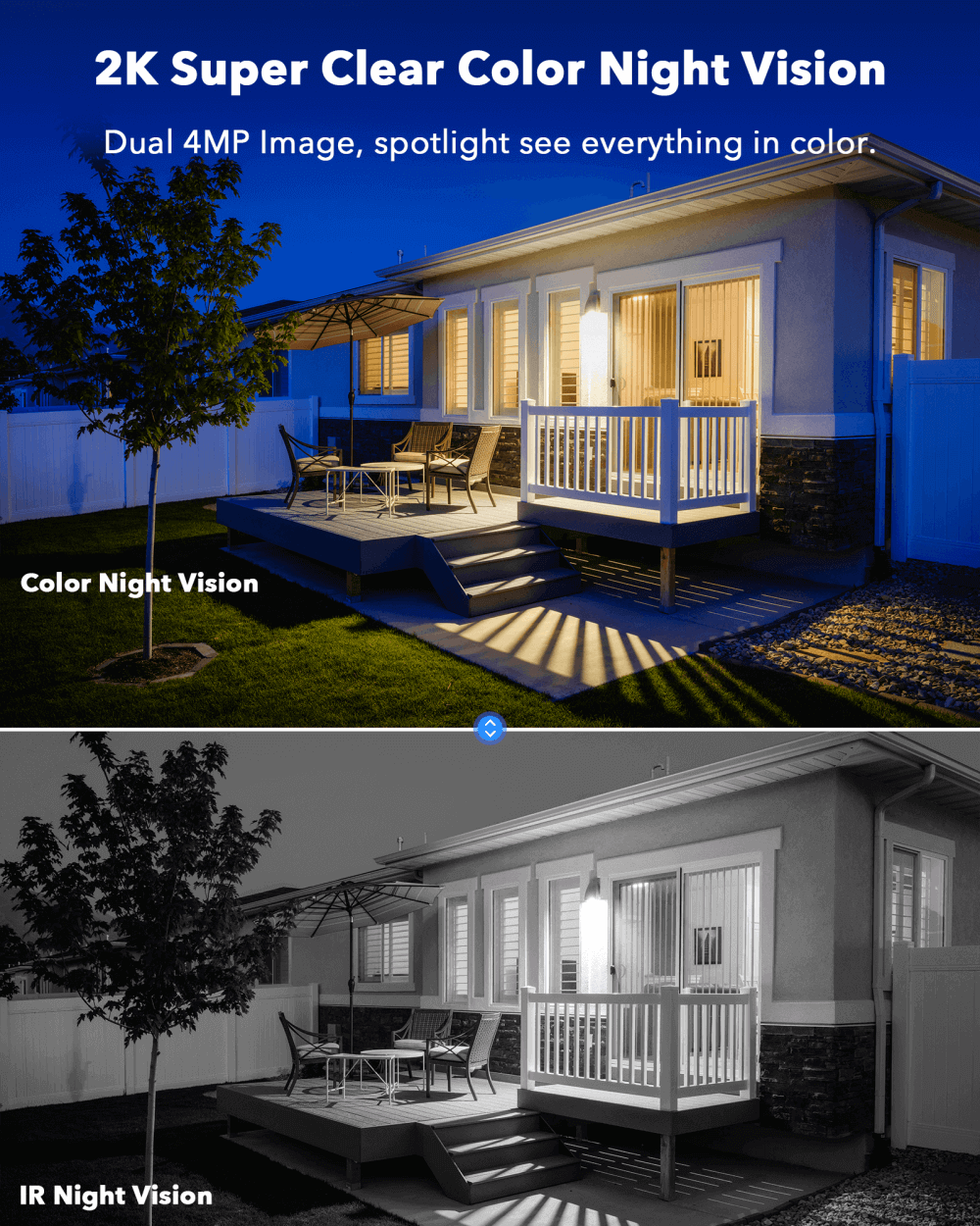 4K Security Camera System, CAMCAMP Wired PoE Home Security System,8CH NVR With 3TB HDD,4Pcs 10X PTZ Dual Lens Cameras,Color Night