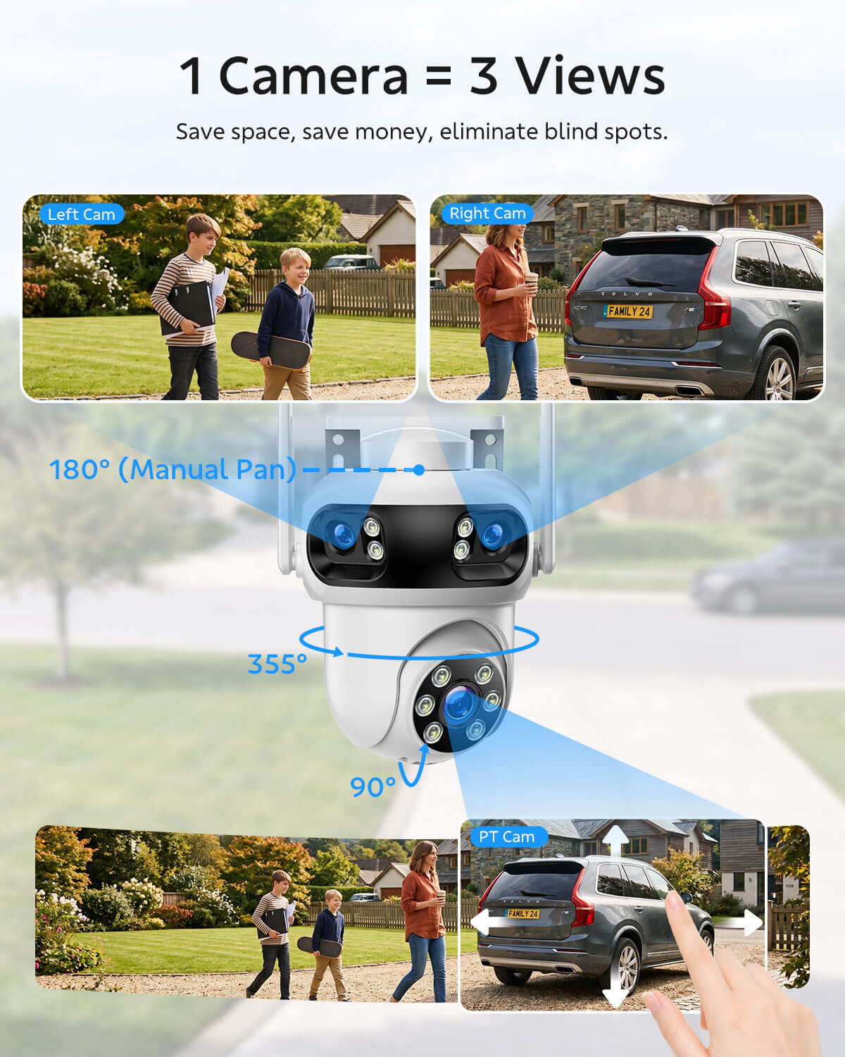 CAMCAMP SC57 Triple-Lens Wireless Security Cameras