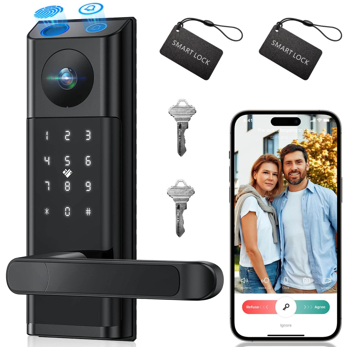 Lock Chain Camera Camcamp DL02 Video Smart Lock with Camera & Doorbell