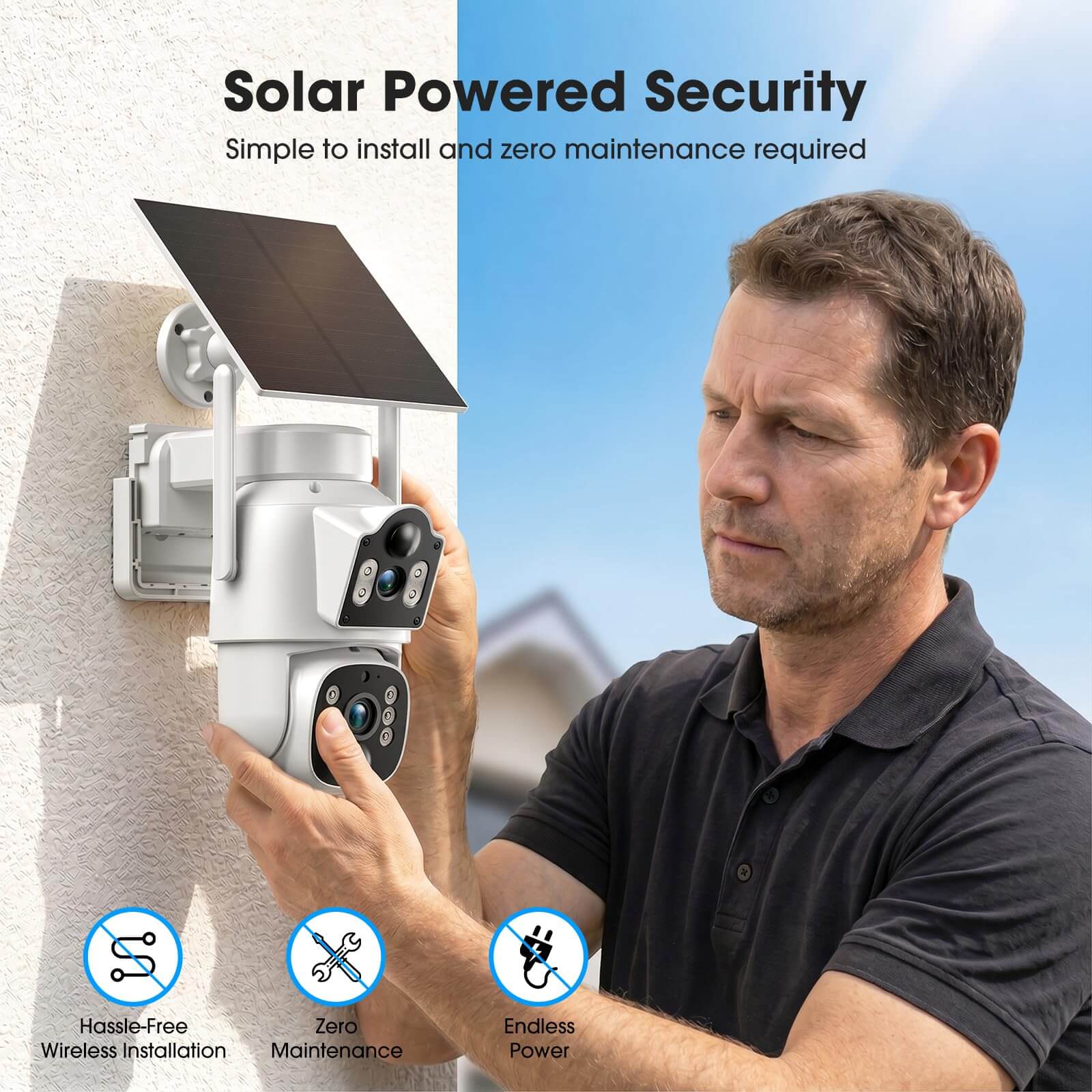 CAMCAMP SC56 Wireless Solar Powered Dual Lens Security Camera System
