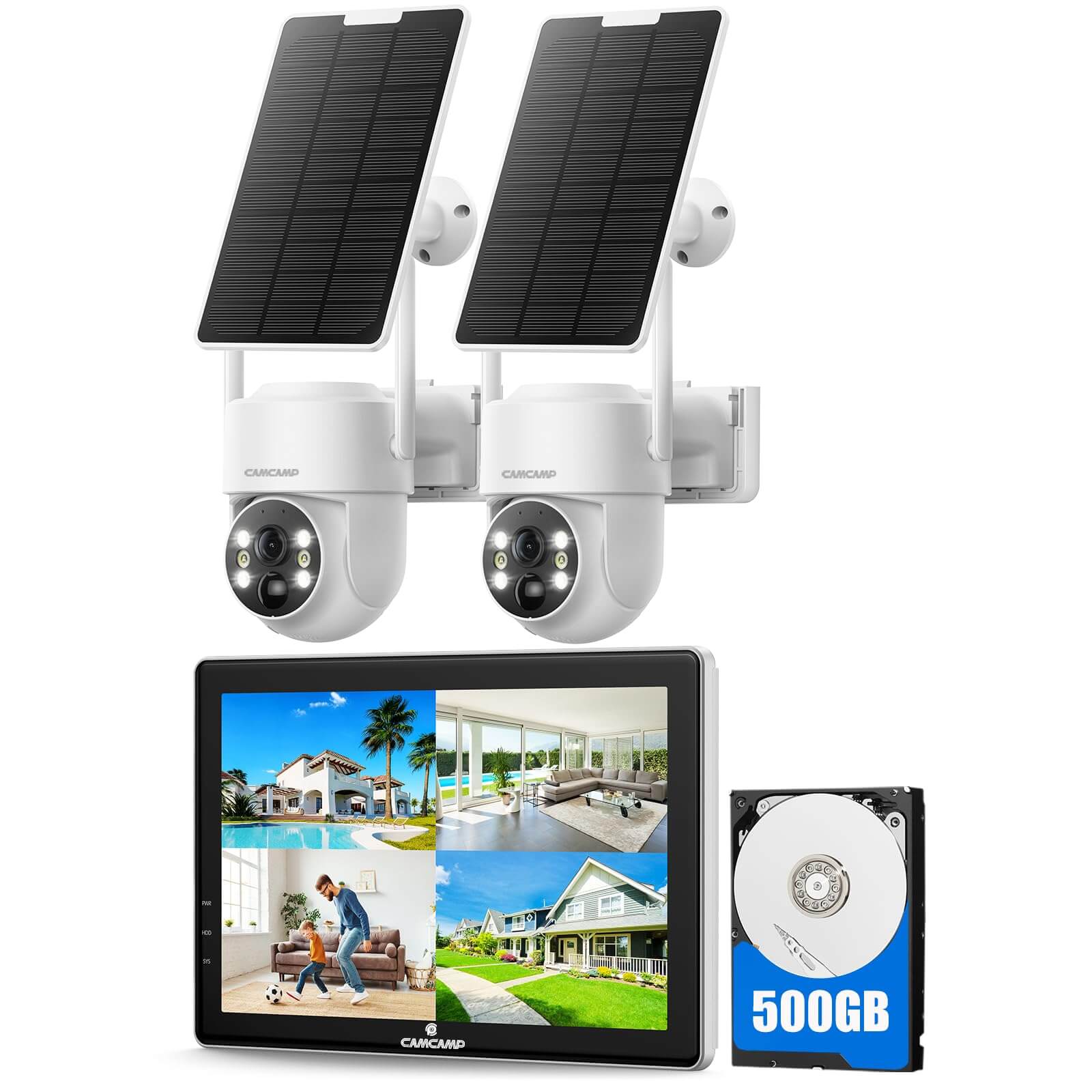 Camcamp SC43 0 Monthly Fee Solar Powered PTZ Home Security Camera 10 CH NVR with Monitor