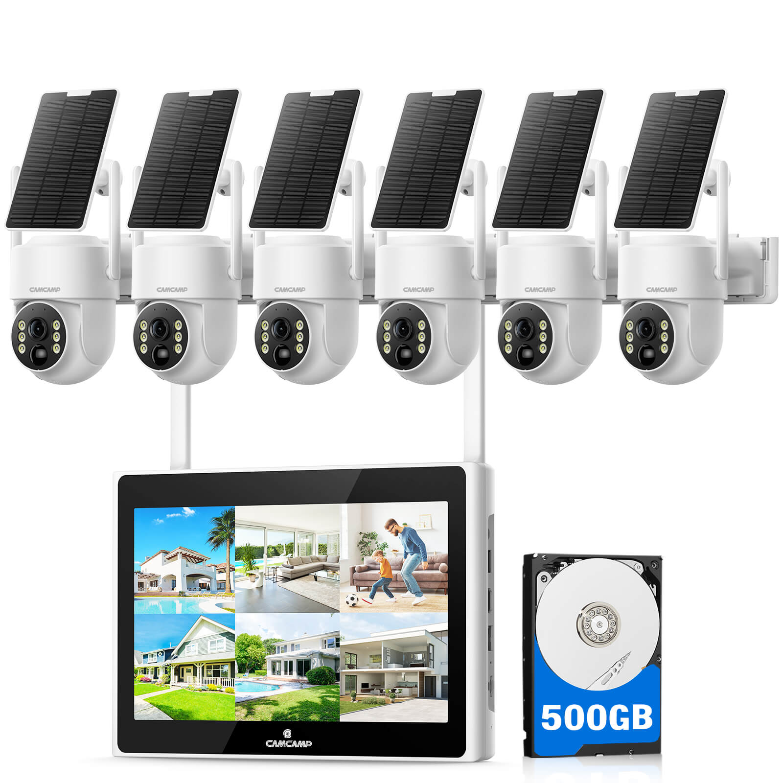 Camcamp SC43 0 Monthly Fee Solar Powered PTZ Home Security Camera 10 CH NVR with Monitor