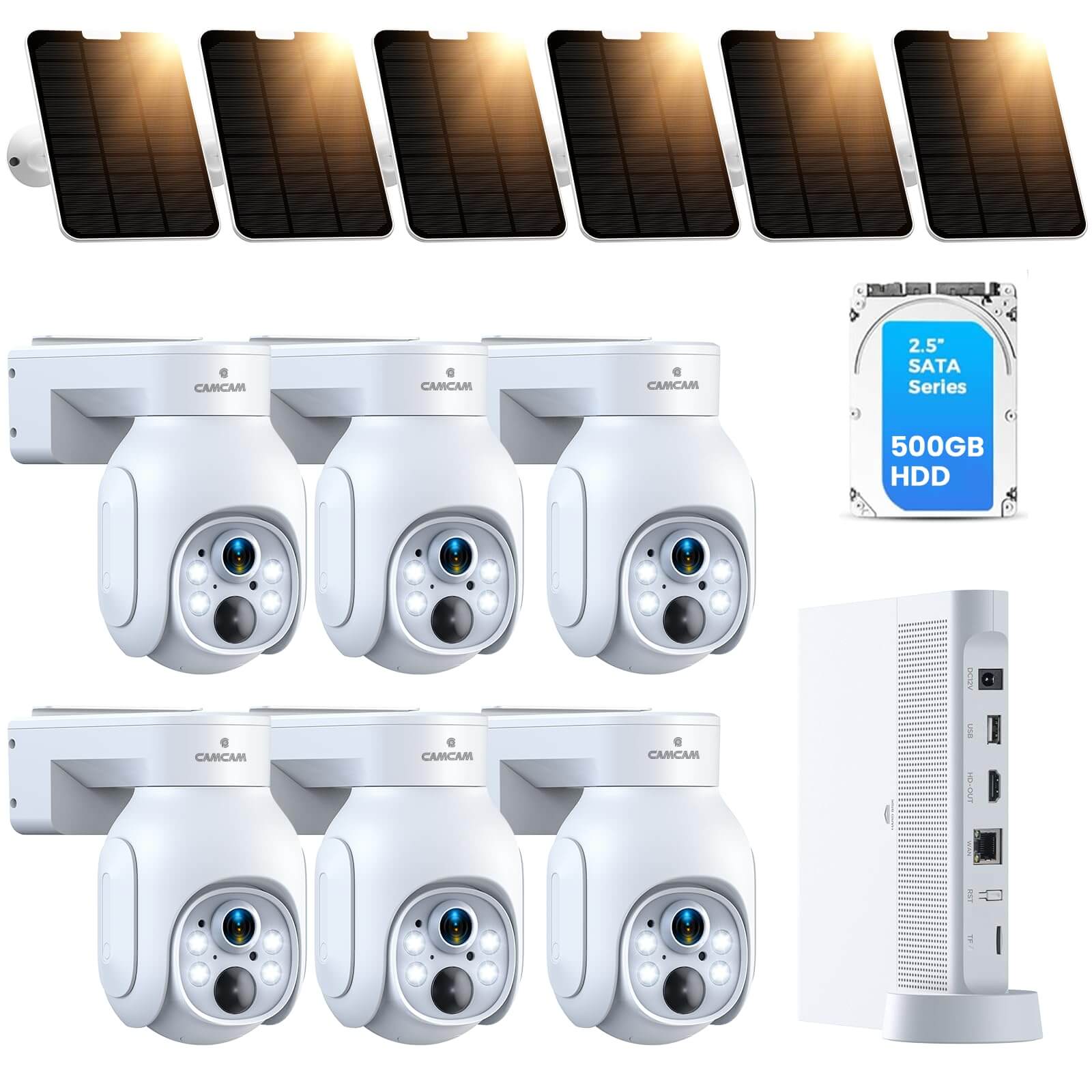 Camcamp SC23 2.5K PTZ Solar Powered Home Security Camera System with Nvr 500GB HDD (No Monthly Fee)