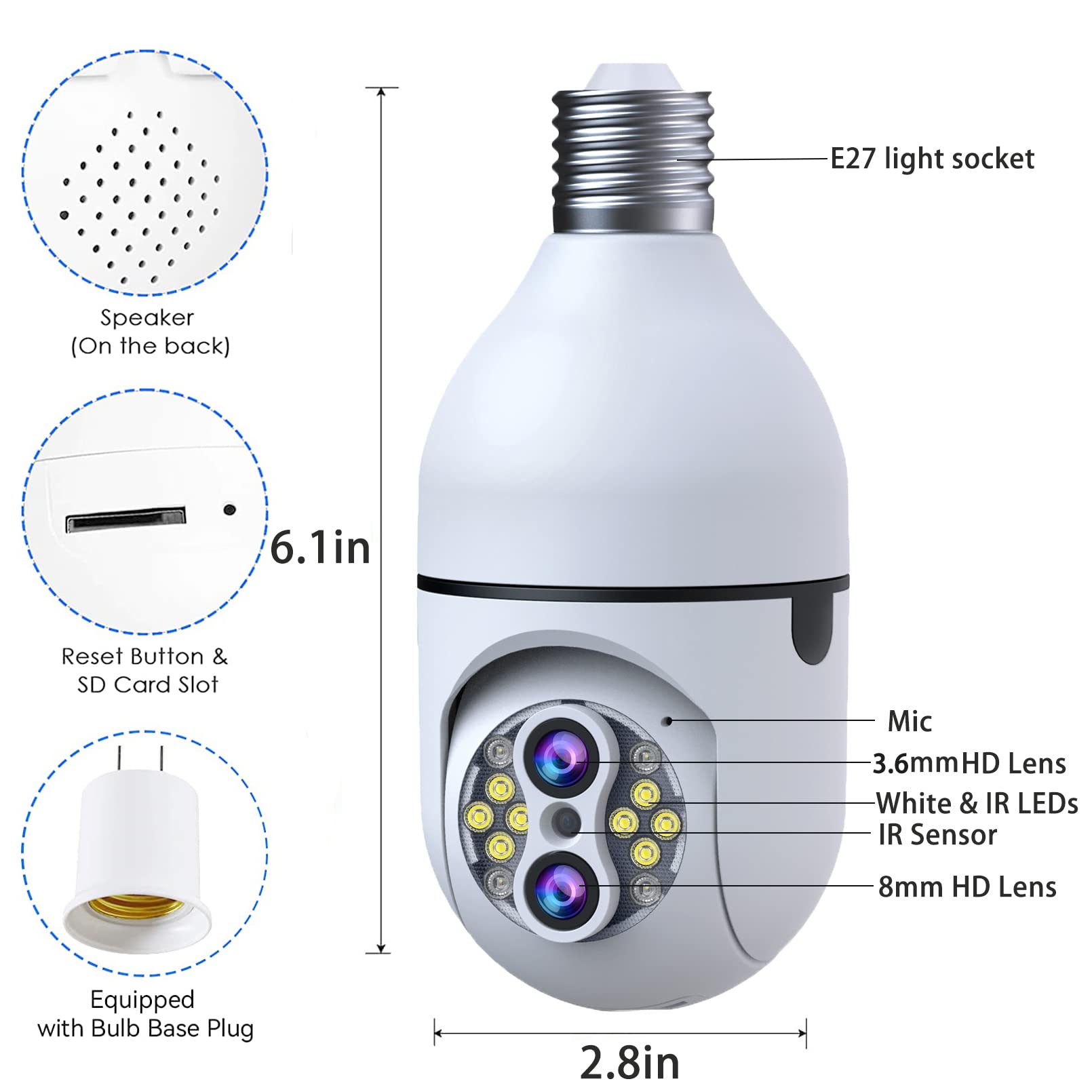 CAMCAMP SC11 2MP Wireless WiFi Light Bulb Security Camera