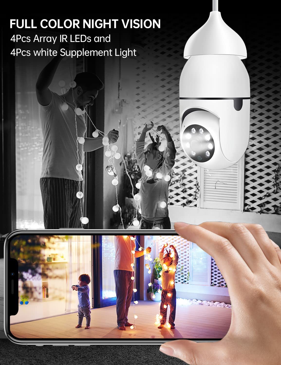 Light Socket Security Camera, 1080P Wireless Bulb Security Camera WiFi  Outdoor, Light Camera for Home Security with Smart Motion Detection, Color  Night Vision, 2 Way Audio - 2PCS 