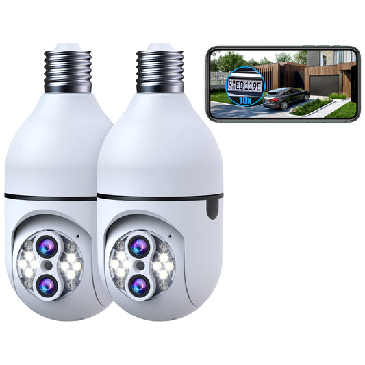 CAMCAMP SC11 Upgraded 10X Hybrid Zoom Light Bulb Security Camera (2.4G WiFi)