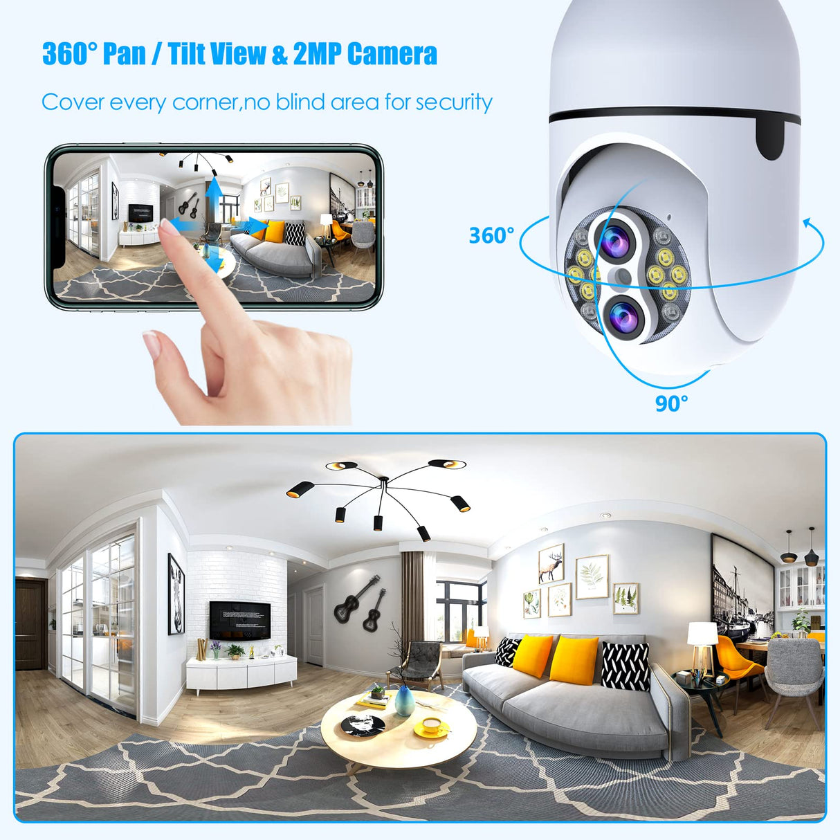 CAMCAMP SC11 2MP Wireless WiFi Light Bulb Security Camera