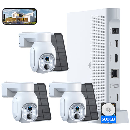 Camcamp SC23 4MP Wireless Solar Powered WiFi PTZ Security Camera System with Color Night Vision