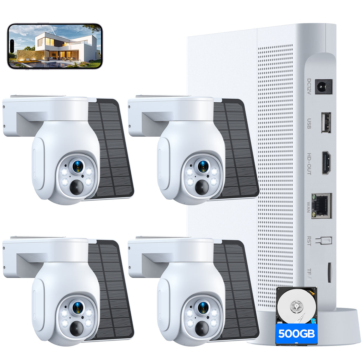 Camcamp SC23 4MP Solar Powered Wireless Security Camera System Outdoor with 10CH Smart NVR